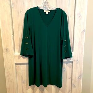 Hunter green Michael Kors bell sleeve a-line dress